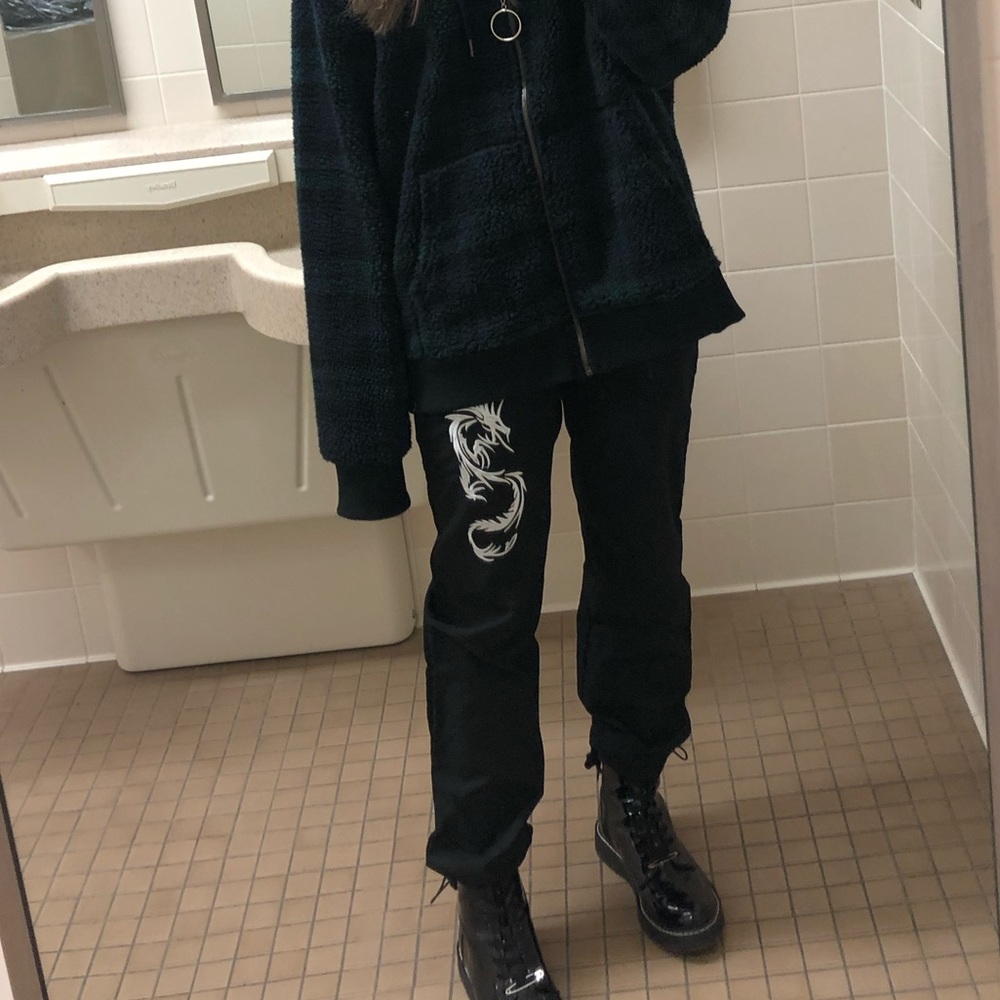 dragon embroidered joggers